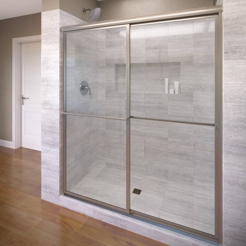 Basco Basco Deluxe 71.5" High x 47" Wide Bypass Framed Shower Door - Brushed Nickel