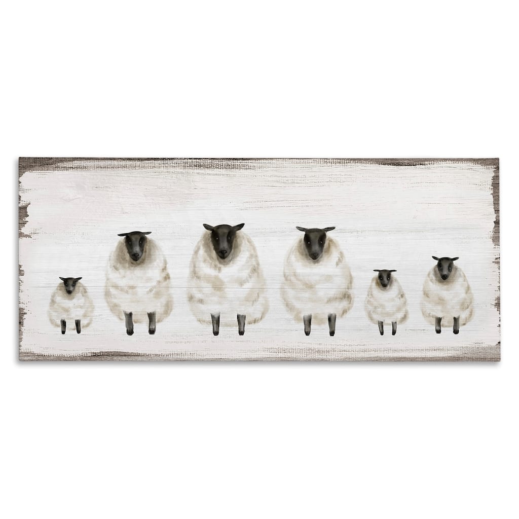 Stupell Fluffy Farm Sheep Herd Rustic Country Animals Canvas Wall Art