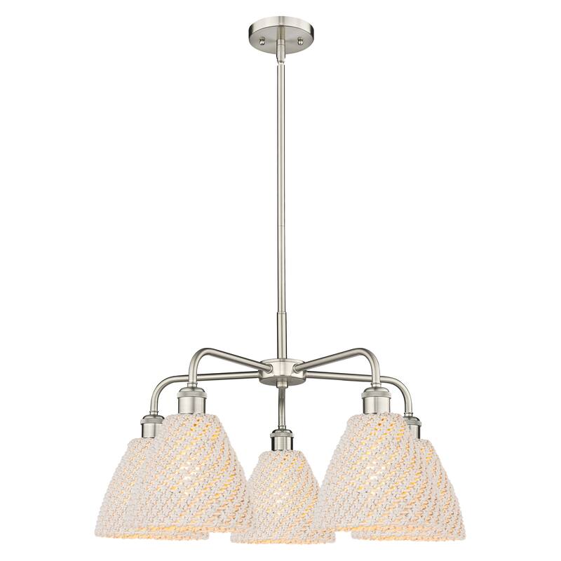 Innovations Lighting Endless Possibilities Ballston - Bristol Natural - 5 Light 26" Stem Hung Chandelier - Satin Nickel