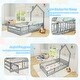 preview thumbnail 11 of 18, Twin Size House Shape Floor Bed with Lockable Door and Full-Length Guardrail