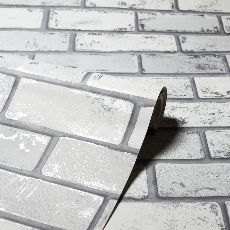 Arthouse Metallic Brick Unpasted Wallpaper