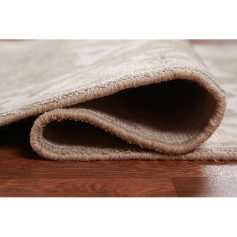 Light Brown Transitional Oushak Runner Rug Handmade Wool Carpet - 2'8" x 7'11"