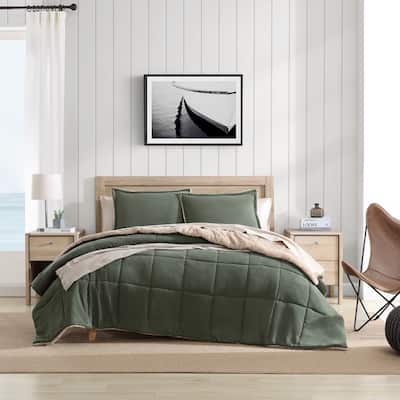 Nautica Beckett Microsuede/Sherpa Reversible Green Comforter Set