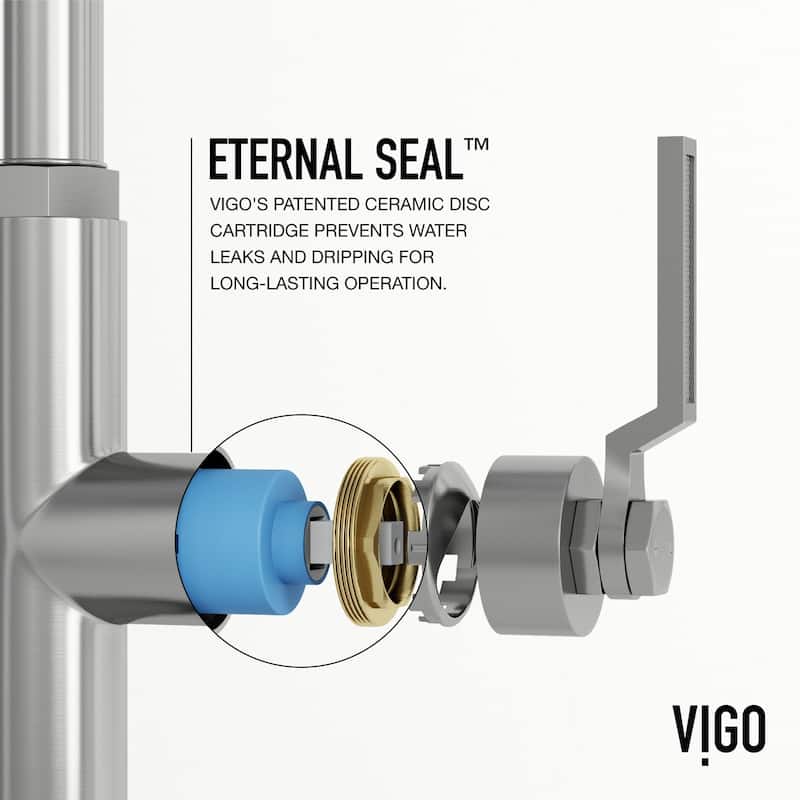 VIGO Hart Angular 18" H Single Handle Pull-Down Kitchen Faucet