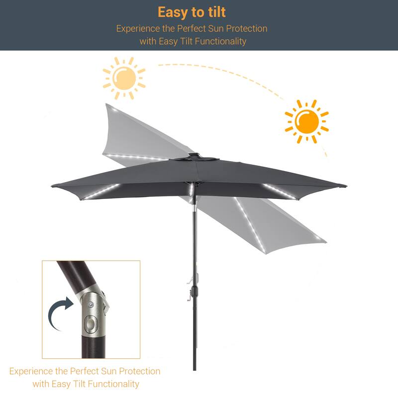 LIVOOSUN 6x9Ft LED Patio Umbrella Weather Resistant Table Umbrella
