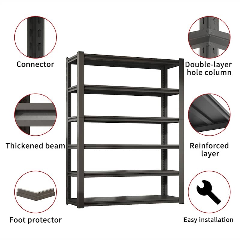 82"H 6 Tier Metal Shelves for Storage Garage Shelving Storage Shelves