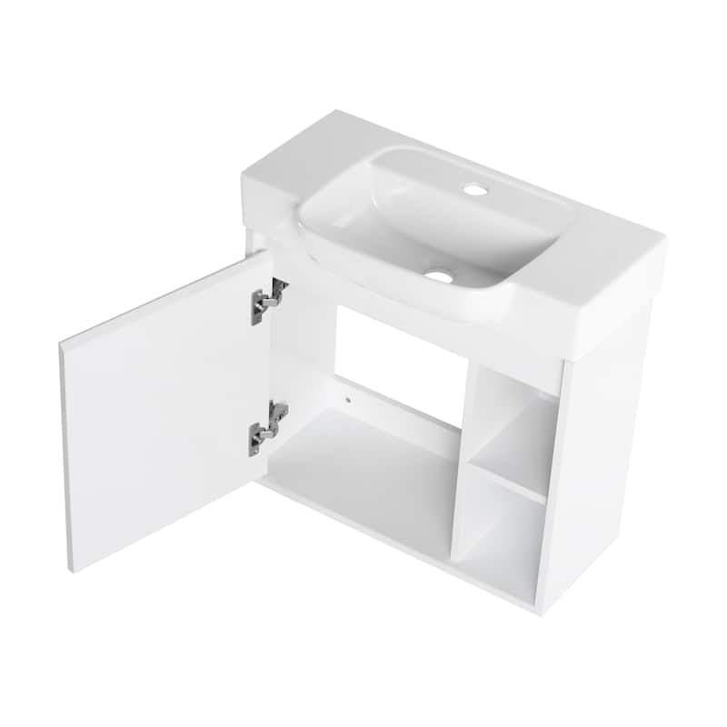 Beingnext 24"/28" Bathroom Vanity with Sink, Floating Bathroom Vanity with Soft Close Door and Shelf