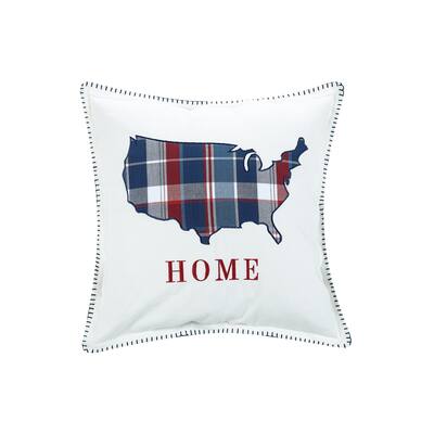 Laurel & Mayfair Picnic Plaid USA Home Applique Pillow, 18x18"