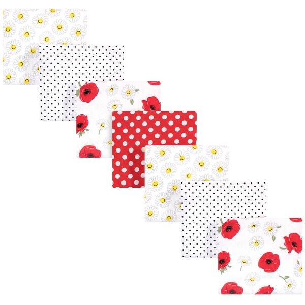 slide 1 of 1, Hudson Baby Infant Girl Cotton Flannel Receiving Blankets Bundle, Poppy/Daisy, One Size - Poppy/Daisy - One Size One Size - Poppy/Daisy