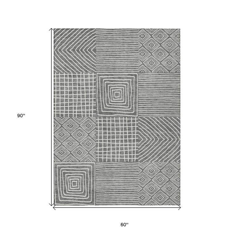 HomeRoots Geometric Transitional Rectangle Outdoor Rug
