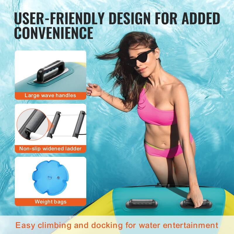 10ft Inflatable Water Trampoline with Ladder and Pump for Lake or Pool