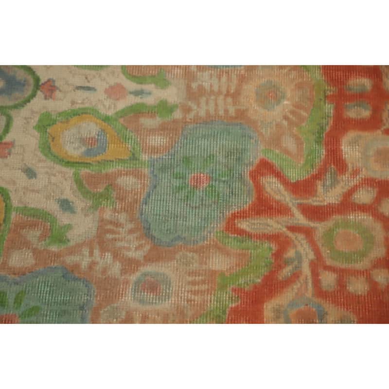 Hand Knotted Oriental 100% Wool Carpet Traditional Floral Oranges & Rust Tabriz Area Rug - 12' 6'' X 9' 8''