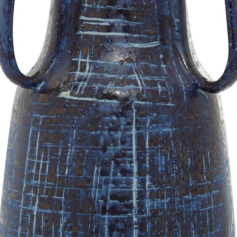Blue Ceramic Decorative Vase with Handles
