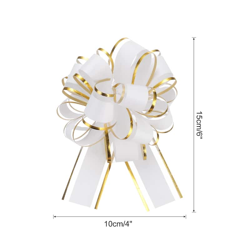 5pcs Large Big Pull Bow Gift Wrapping Bows Ribbon for Christmas - White - 4 Inch