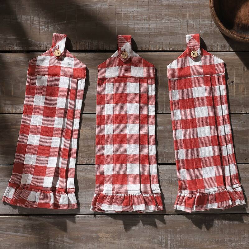 Annie Buffalo Check Black Button Loop Tea Towel Set of 3