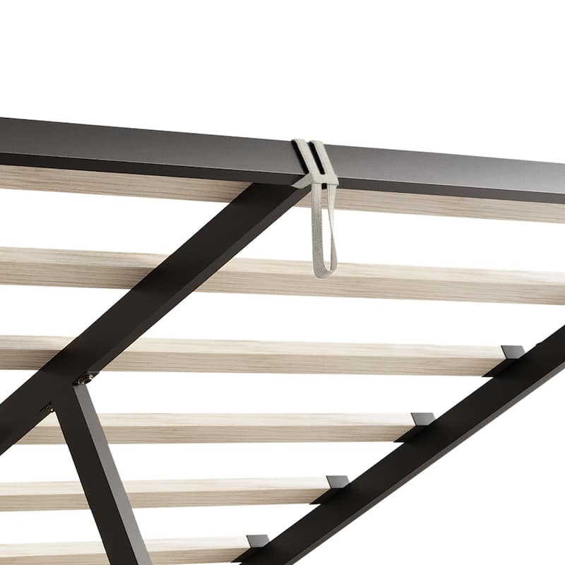 CraftPorch Modern Wingback Platform Lift Up Storage Bed