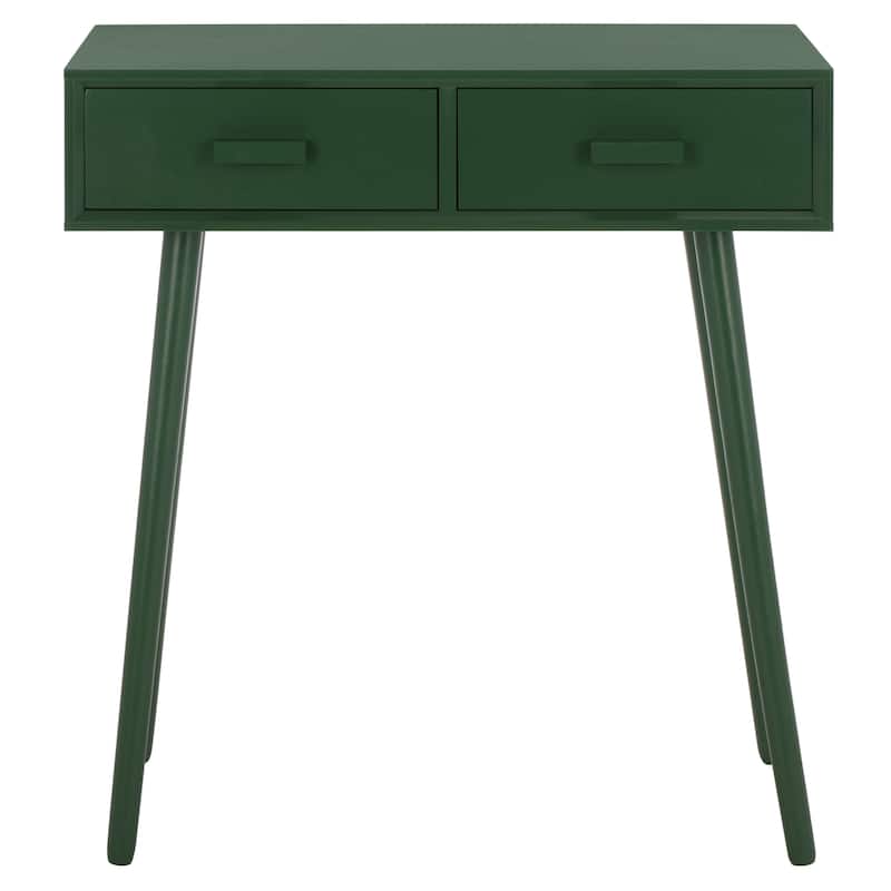 SAFAVIEH Pearla Antique White 2-Drawer Console Table - 28.3" x 13.8" x 30.8" - 28"W x 14"D x 31"H - Garden Green