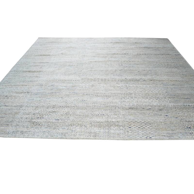 Hand-Knotted Natural Silk Grass Design Rug, 8' x 10', Gold Mix Area Rug, Elegant Soft Texture for Modern Interiors - L