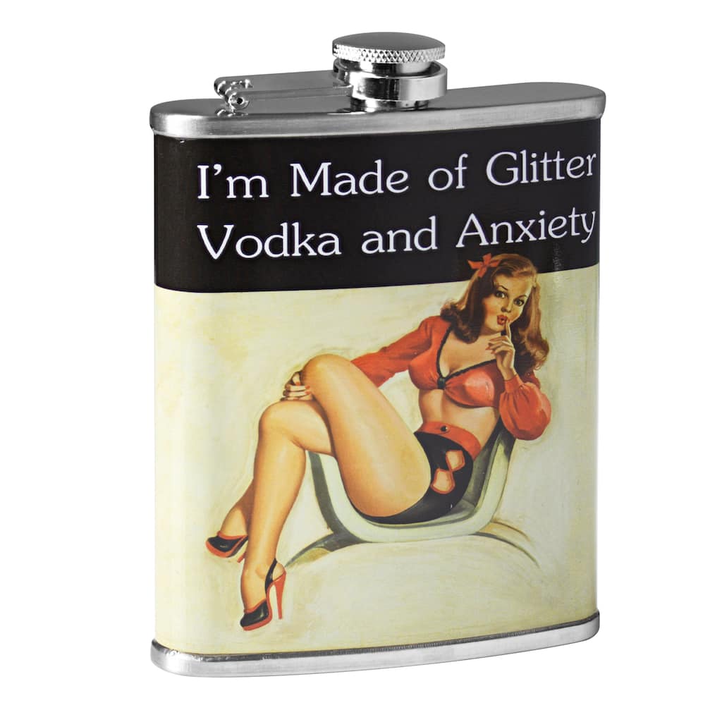 I'm Made of Glitter Vodka & Anxiety Stainless Steel 8 oz Liquor Flask