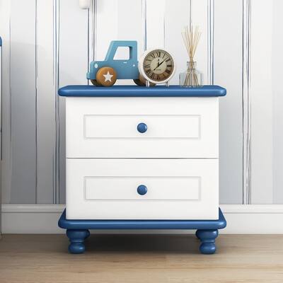 Wooden End Table Nightstand with 2 Drawers