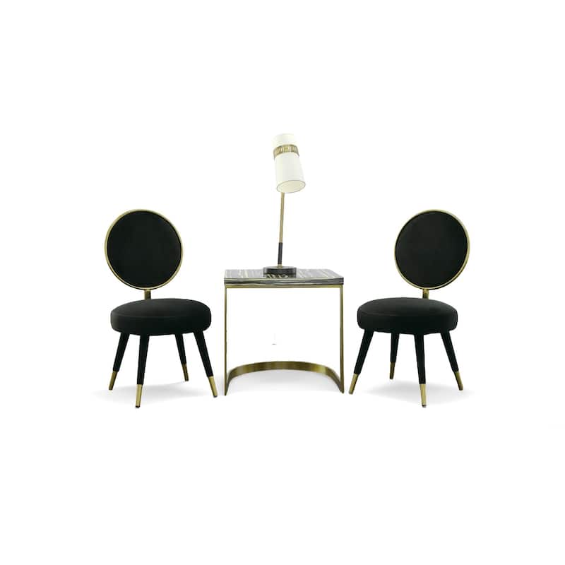 Modrest Haswell Glam Black Velvet Accent Chair (Set of 2)