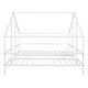 preview thumbnail 8 of 8, White Twin Size Metal Double Triangular House Beds with Built-in Table