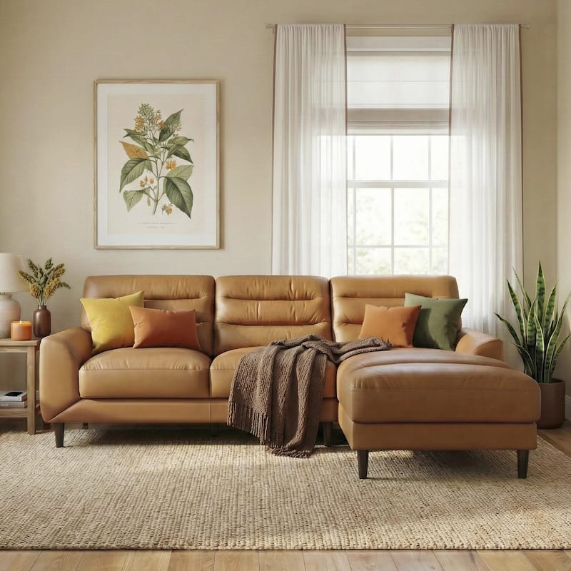 Chandler Genuine Leather Sectional Sofa with Padded Arms