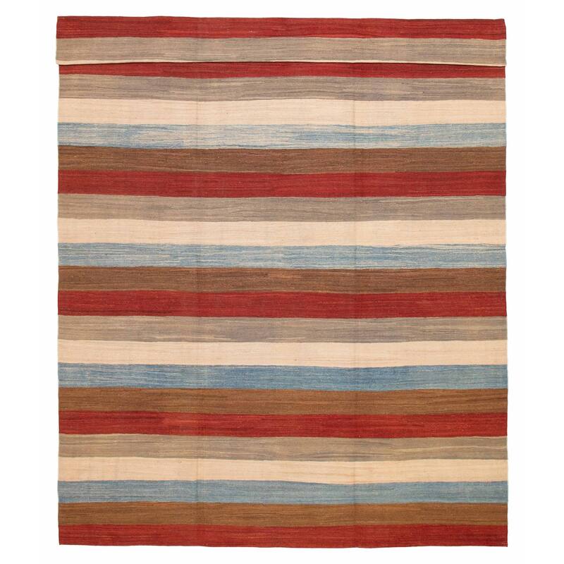 ECARPETGALLERY Flat-Weave Boho Multi Color Wool Kilim - 9'9 x 13'3 - Multi Color - 9'9 x 13'3