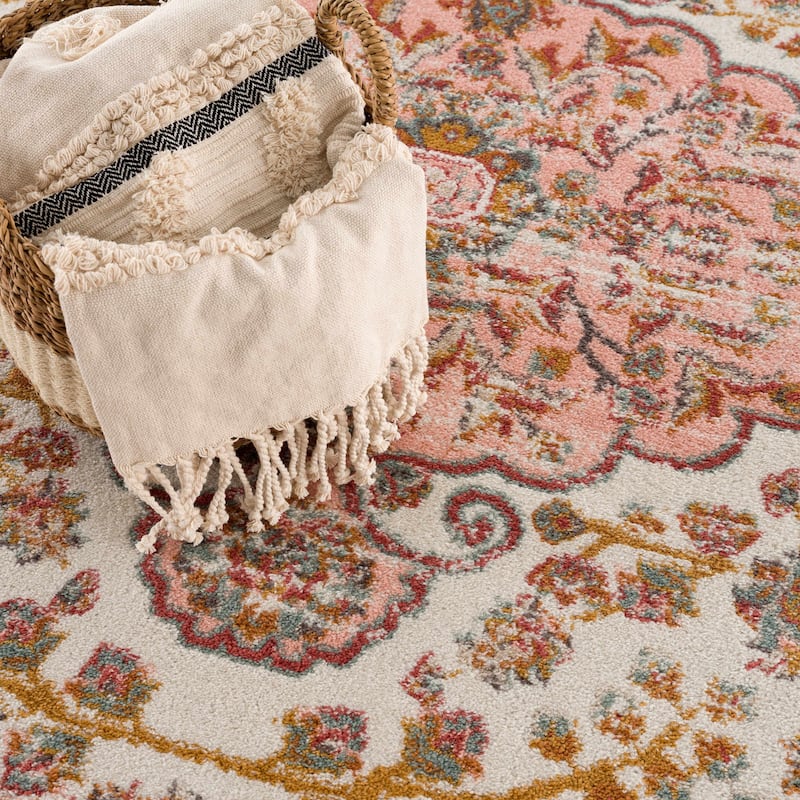 Hauteloom Oark Living Room, Bedroom Area Rug - Brick Red, Camel, Charcoal - 5'2" x 7'