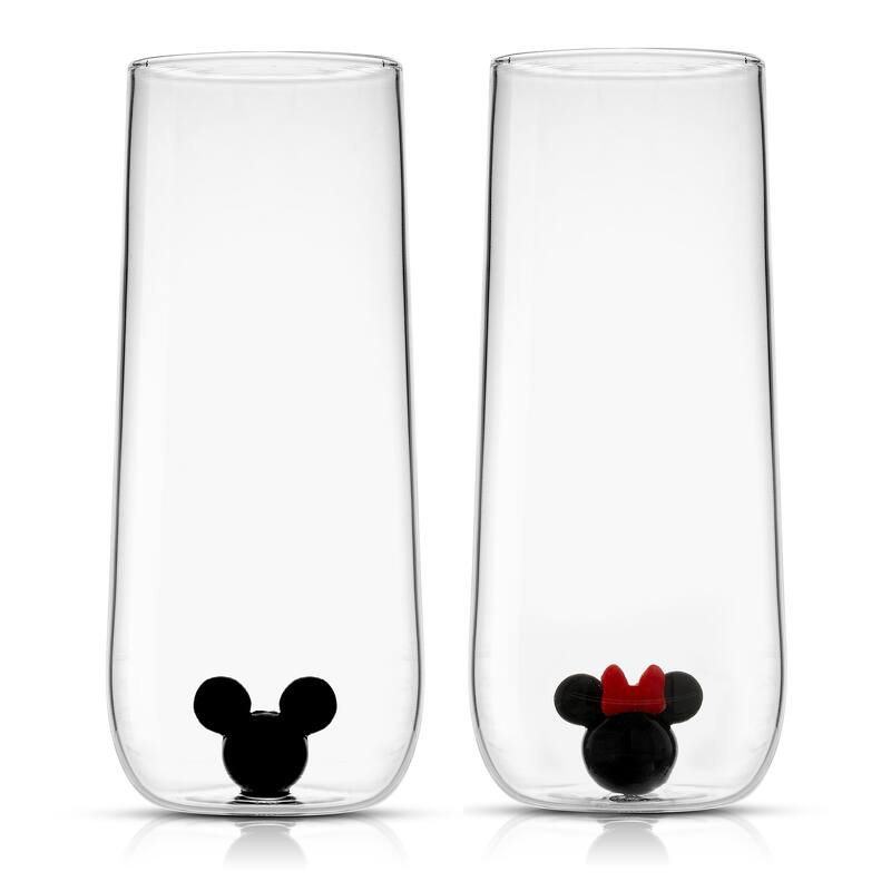 Disney Mickey & Minnie Icon Tall Highball Drinking Glass - 14 oz - Set of 2 - 14 oz