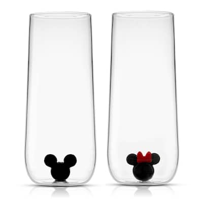 Disney Mickey & Minnie Icon Tall Highball Drinking Glass - 14 oz - Set of 2 - 14 oz