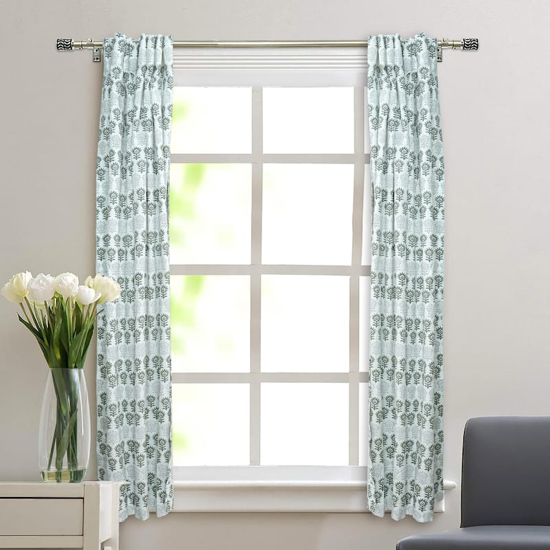 Fabdivine Handmade Block Print Viscose Linen Gift Home Decorative Accent Vintage Curtain or Drape - Surajmukhi- Grey - 54" X 120"