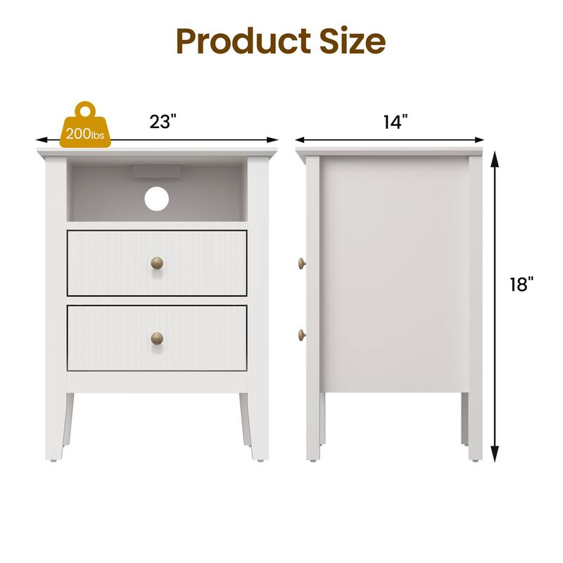 Nightstand with 2 Drawers, Set of 2