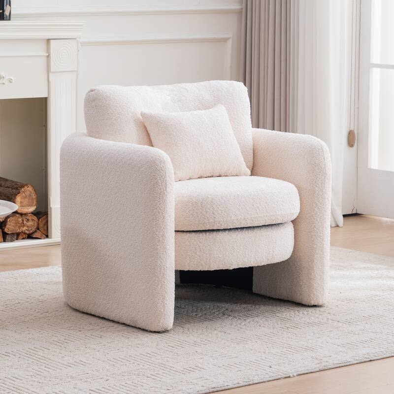 Rounded Corner Accent Chair Lounge Chair, Single Sofa Chair Armchair for Living Room