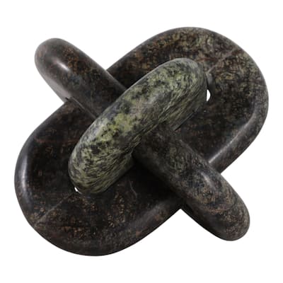 Stone Marble Modern Sculptural Decorative Object Interlocking Design - 6" x 6" x 6"