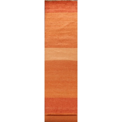 Modern Oriental Gabbeh Kashkoli Runner Rug Hand-knotted Wool Carpet - 2'6" x 20'8"