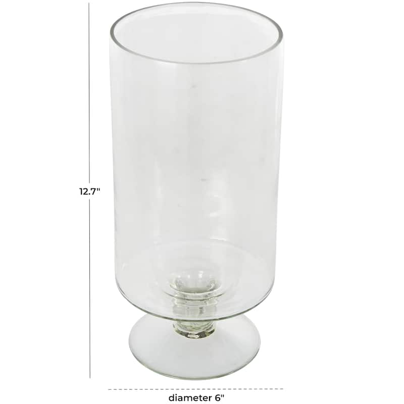 Glass Candle Holder with Elevated Base - Clear - Roche River Decor - 6"W x 6"L x 13"H