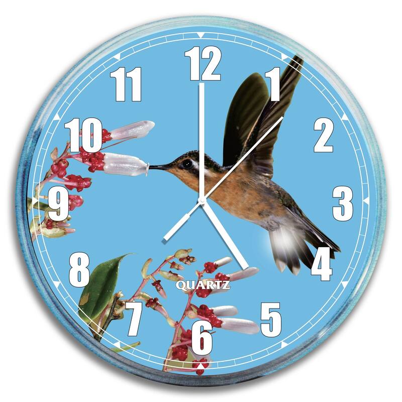 HydroTools Sunflower and Hummingbird Swimming Pool Thermometer and Wall Clock 12-Inches - 12"