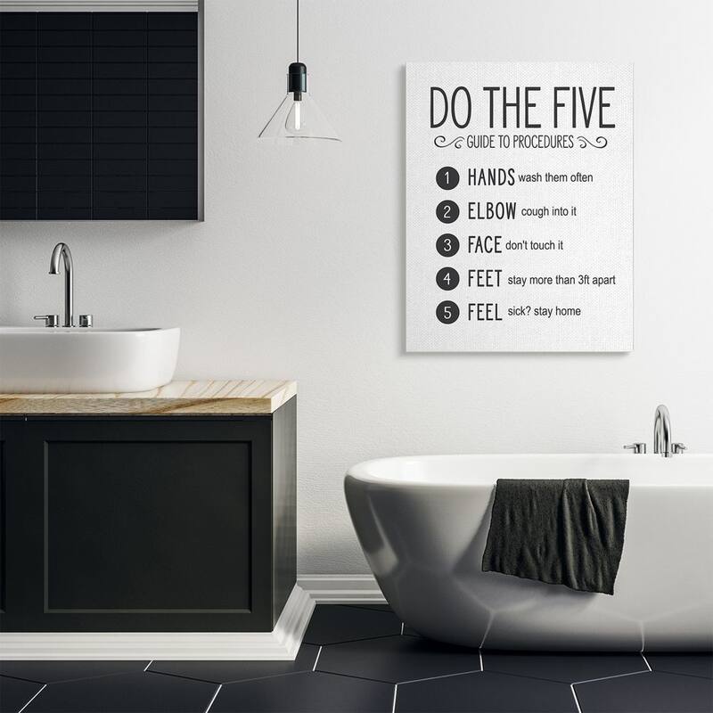 Stupell Five Procedures of Cleanliness Virus Office Sign Canvas Wall Art Design By Lettered and Lined