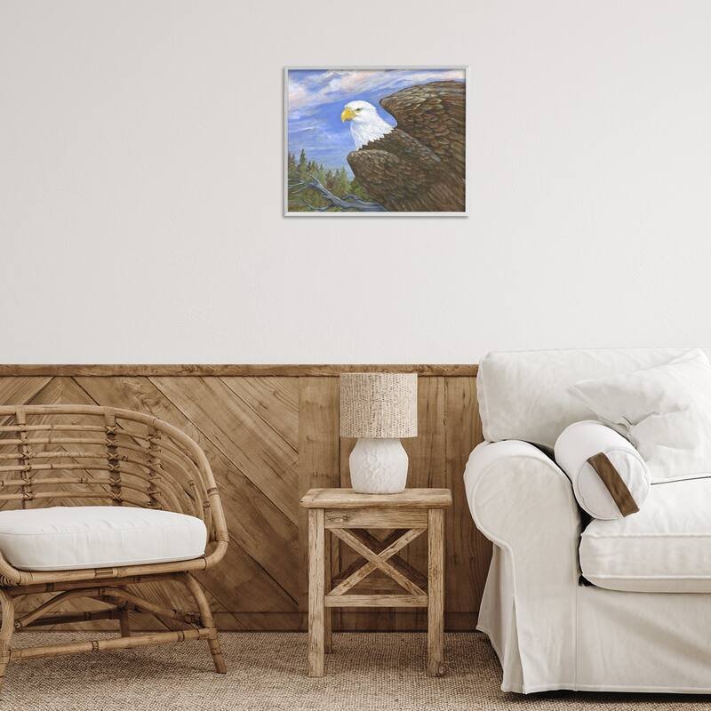 Stupell Eagle Overlook from Tree Top Framed Giclee Art Design By Paul Brent