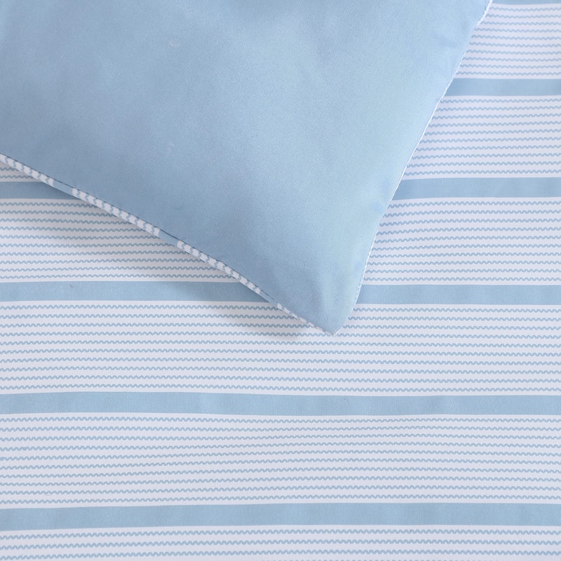 Nautica Chambray Waves Reversible Blue Comforter Set