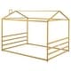 preview thumbnail 20 of 22, Queen Size House Shape Platform Bed, Modern Floor Bed with Roof and Metal Bed Frame, No Box Spring Needed for Bedroom