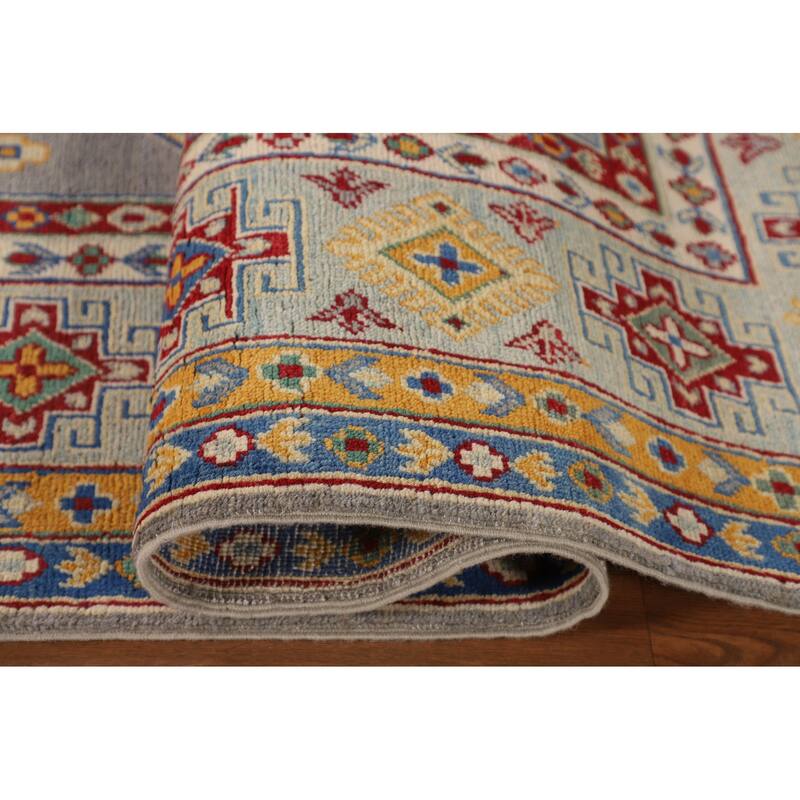 Gray Kazak Area Rug Handmade Wool Carpet - 8'1" x 12'4"