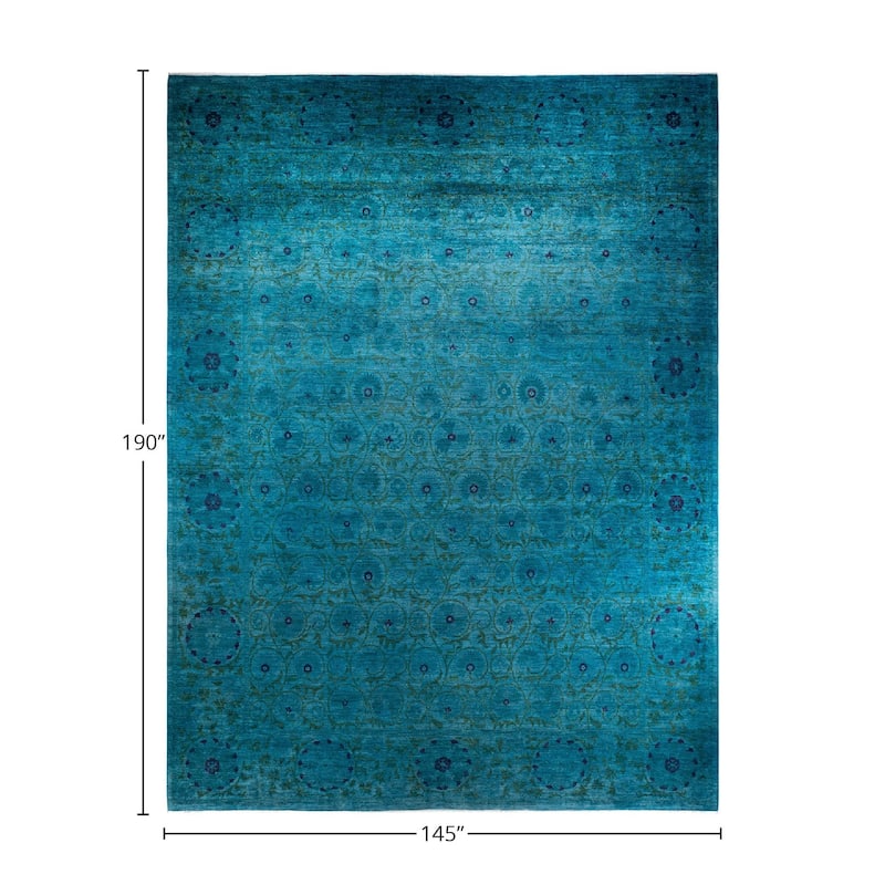 Vibrance, One-of-a-Kind Hand-Knotted Area Rug - Blue, 12' 1" x 15' 10" - 12' 1" x 15' 10"