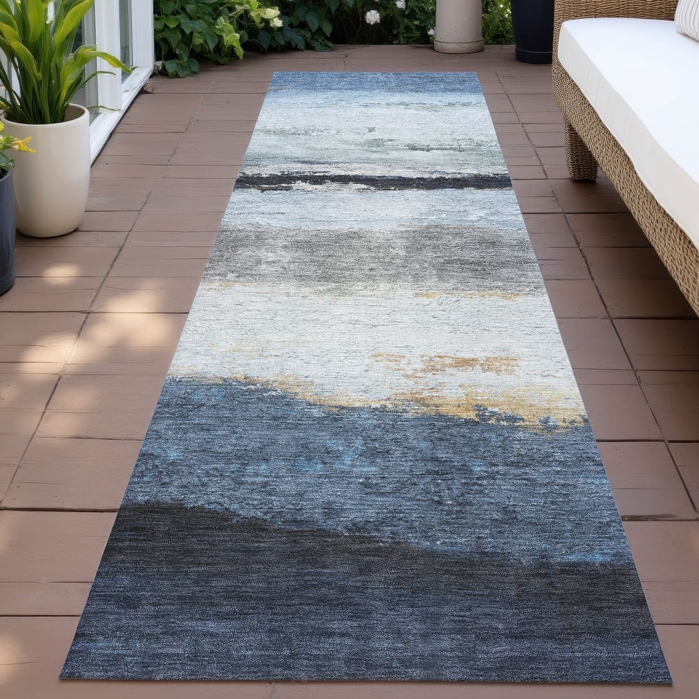 Machine Washable Indoor/Outdoor Watercolor Ombre Chantille Rug
