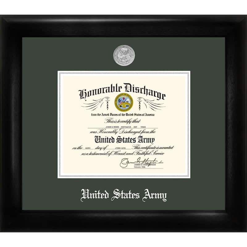 Patriot Frames Army 8.5x11 Discharge Black Frame Silver Medallion