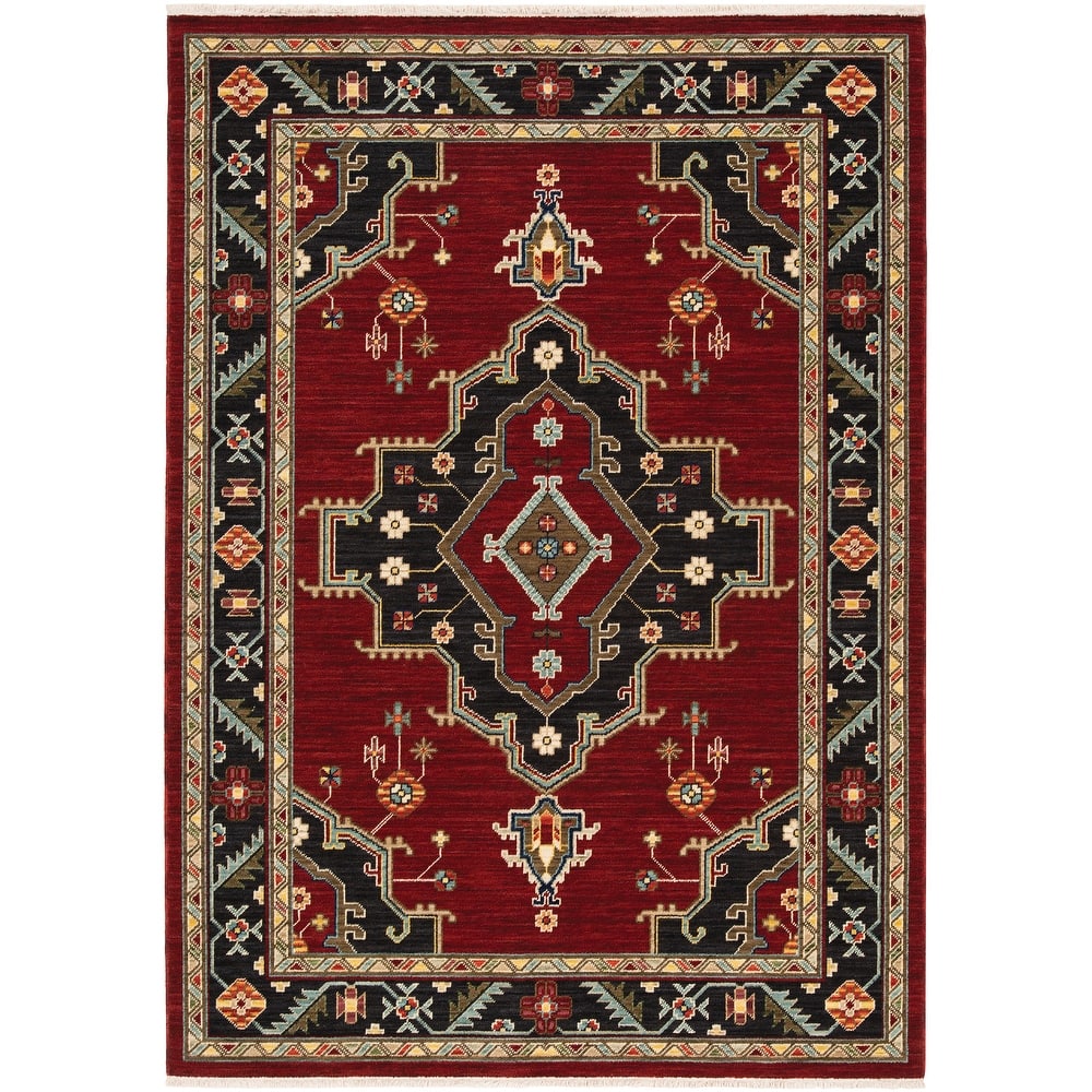 Style Haven Leander Center Medallion Fringed Wool Blend Area Rug