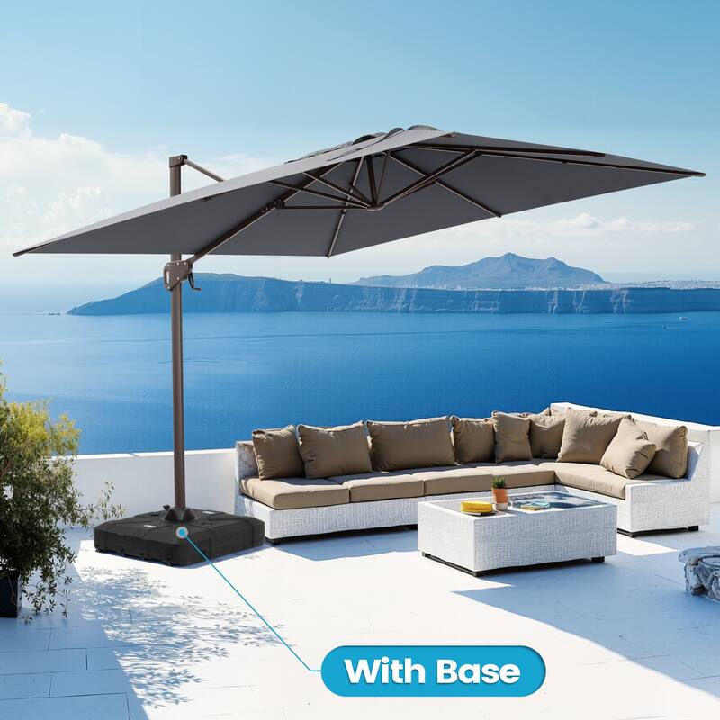 Crestlive Products Outdoor 10ft Patio Cantilever Offset Umbrella with Base