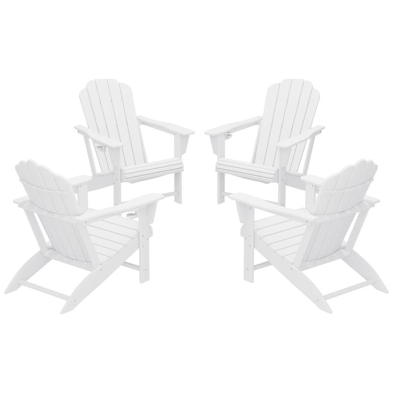 Aderson Outdoor Poly Adirondack Chairs with Cupholders (Set of 4) - White