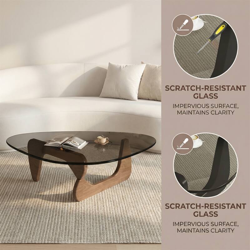 Modern Minimalist Creative Round Side Table - Dual Indoor/Outdoor Use Glass Top with Walnut Legs